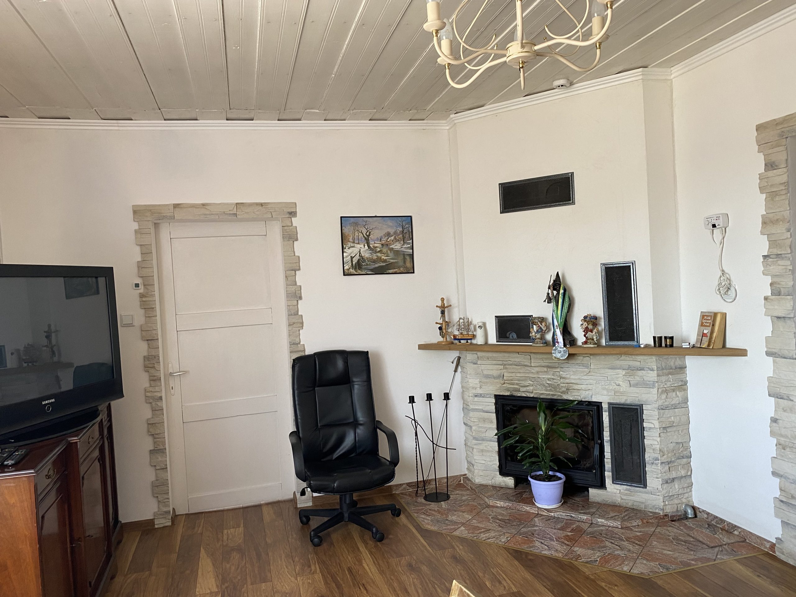 Salon z kominkiem