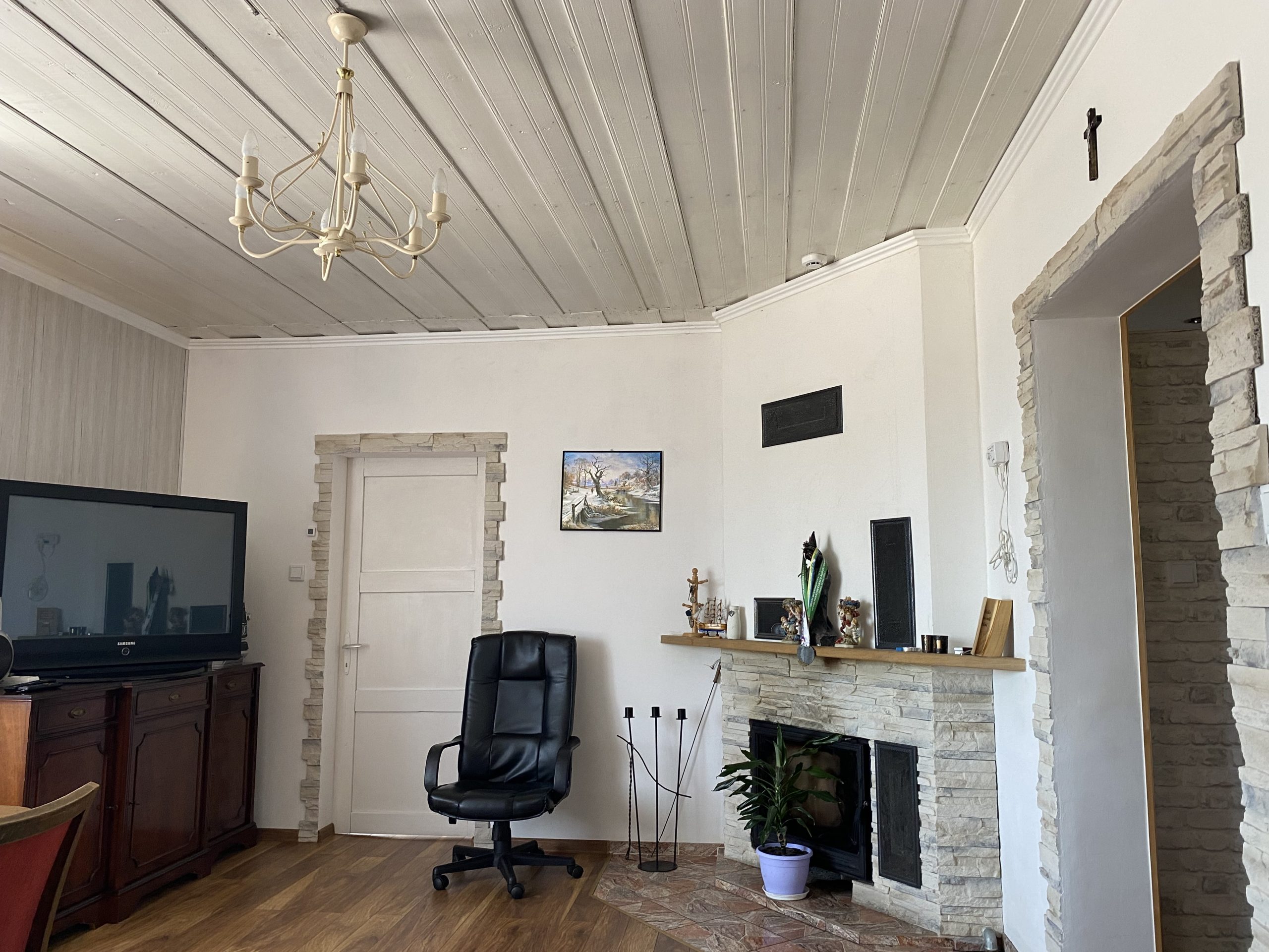 Salon z kominkiem